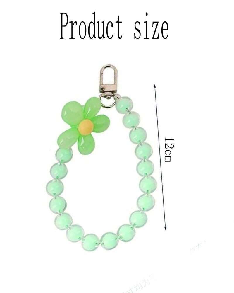 INOCEAN 3 Pcs Phone Charm, Bag Charms, Beaded Flower Phone Lanyard, Cute and Stylish Phone Strap for Girls and Women, Pink, Blue, and Multicolor Design, Phone Charms for Girls - Image 2