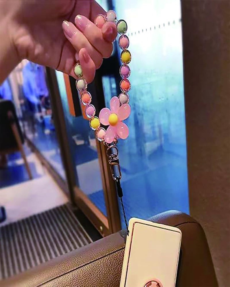 INOCEAN 3 Pcs Phone Charm, Bag Charms, Beaded Flower Phone Lanyard, Cute and Stylish Phone Strap for Girls and Women, Pink, Blue, and Multicolor Design, Phone Charms for Girls - Image 3