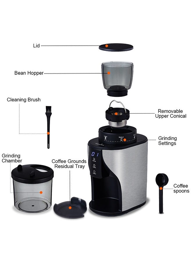 Biolomix Electric Coffee-Bean Grinder With Stainless Steel Blade, Adjustable Burr Grinder, 31 Precise Grind Settings, Suitable for 1-10 Cups, Black  - Image 3