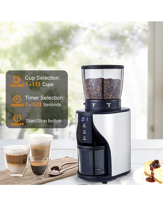 Biolomix Electric Coffee-Bean Grinder With Stainless Steel Blade, Adjustable Burr Grinder, 31 Precise Grind Settings, Suitable for 1-10 Cups, Black  - Image 2