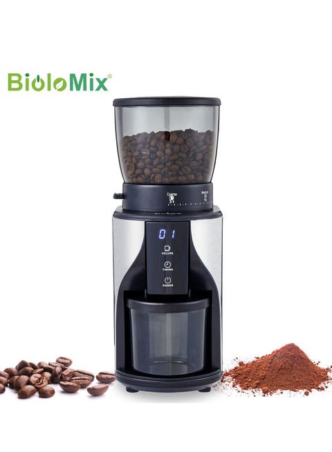 Electric Coffee-Bean Grinder With Stainless Steel Blade, Adjustable Burr Grinder, 31 Precise Grind Settings, Suitable for 1-10 Cups, Black