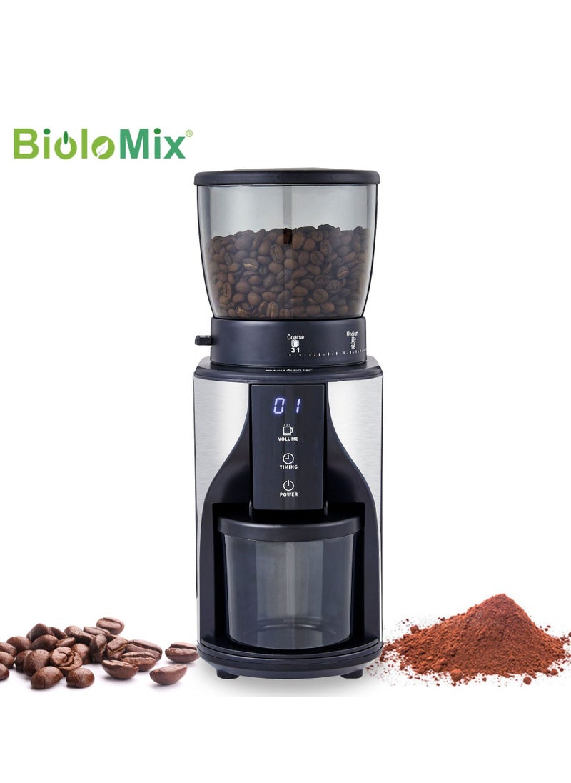 Biolomix Electric Coffee-Bean Grinder With Stainless Steel Blade, Adjustable Burr Grinder, 31 Precise Grind Settings, Suitable for 1-10 Cups, Black  - Image 1