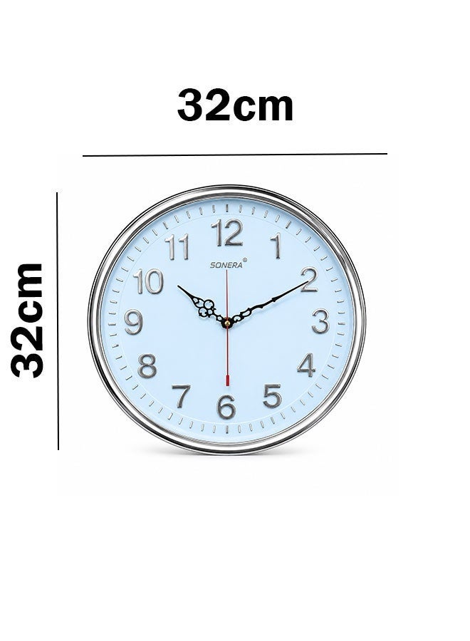 SONERA 32 cm Round Wall Clock in Light Blue – Elegant Modern Wall Clock for Home and Office Décor - Image 4