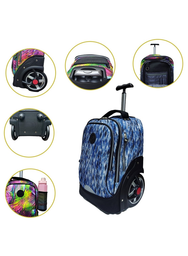 باور حقيبة ظهر مدرسية بعجلات كبيرة – حقيبة سفر متينة وأنيقة للأطفال والمراهقين - Image 4
