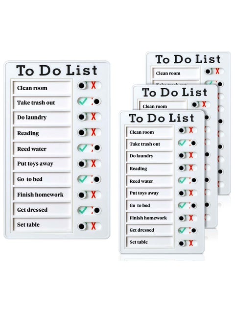Daily Task Planner, Portable Checklist Board, Memo Reminder Chart, DIY Home Organization, 4 Pack