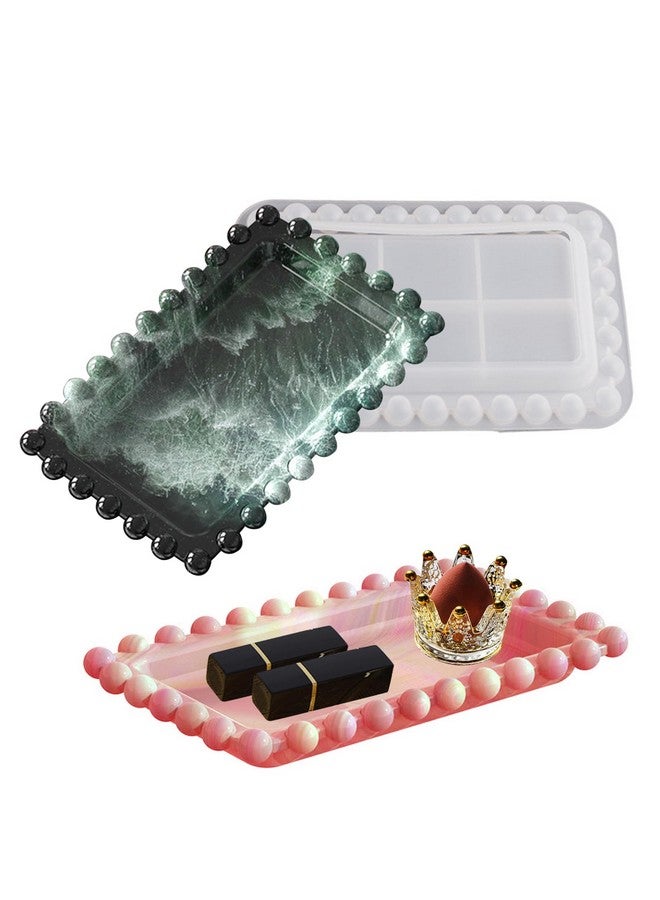 Wehous Resin Tray Mold With Bead Edges Rectangle Jewelry Plate Mould For Resin Epoxy Casting Display Trinket Candles Holder Soap Dish Storage Container Art Crafts Making Supplies Home Decoration - Image 1