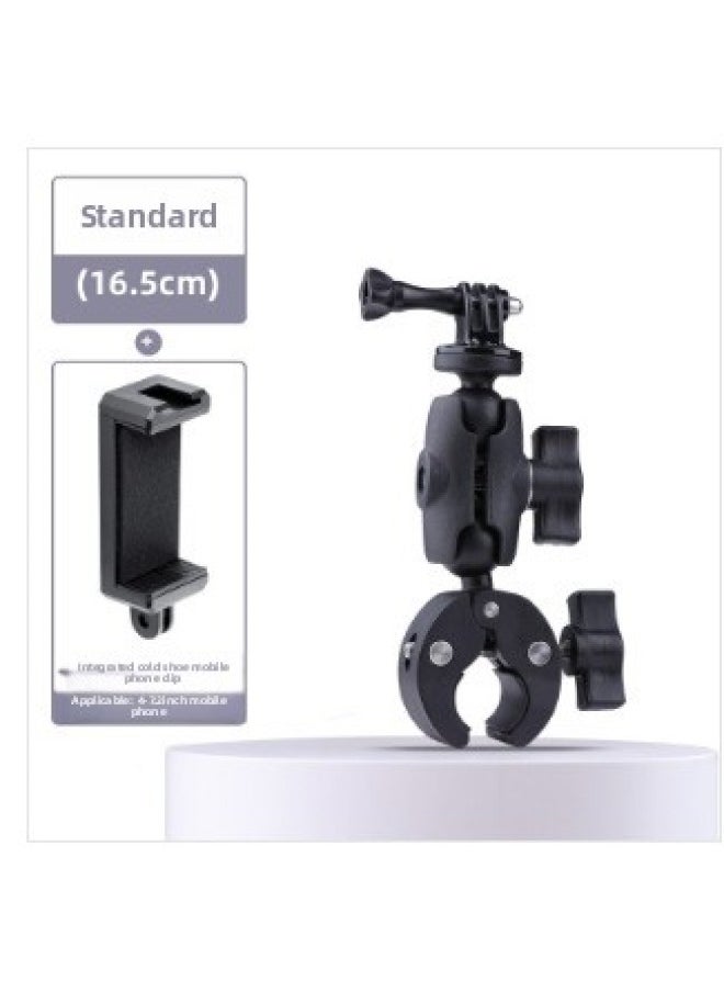 Electric Car Mobile Phone Sports Camera Handlebar Bracket Motorcycle Riding Navigation Bracket Universal Clip Selfie Live Clip-Color:Standard Edition + Integrated Cold Shoe Clip - Image 1