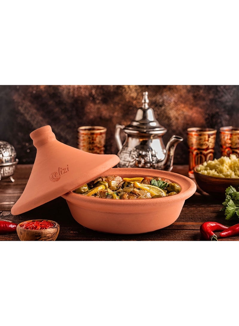 Elizi Ã‡Ã¶mlekleri طاجين طيني يدوي الصنع متوسط ​​الحجم - Image 3