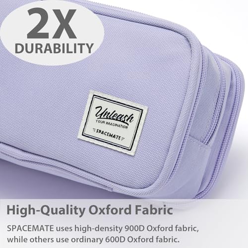 SPACEMATE Pencil Case Pouch Box Bag School Supplies Girls Boys Kids, Cute Preppy Stuff Big Capacity Aesthetic Pen Organizer, Back to College Stationary, Purple, Extra Large Style, 2300ml - Image 3