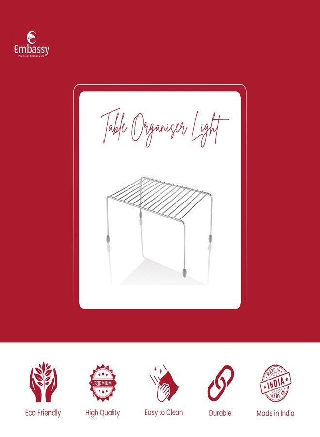 Embassy Stainless Steel Table Organiser | 30.5x20.5 cm | Light weight rack for Kitchen/Table Storage | Multipurpose Storage Rack for Kitchen - Image 2