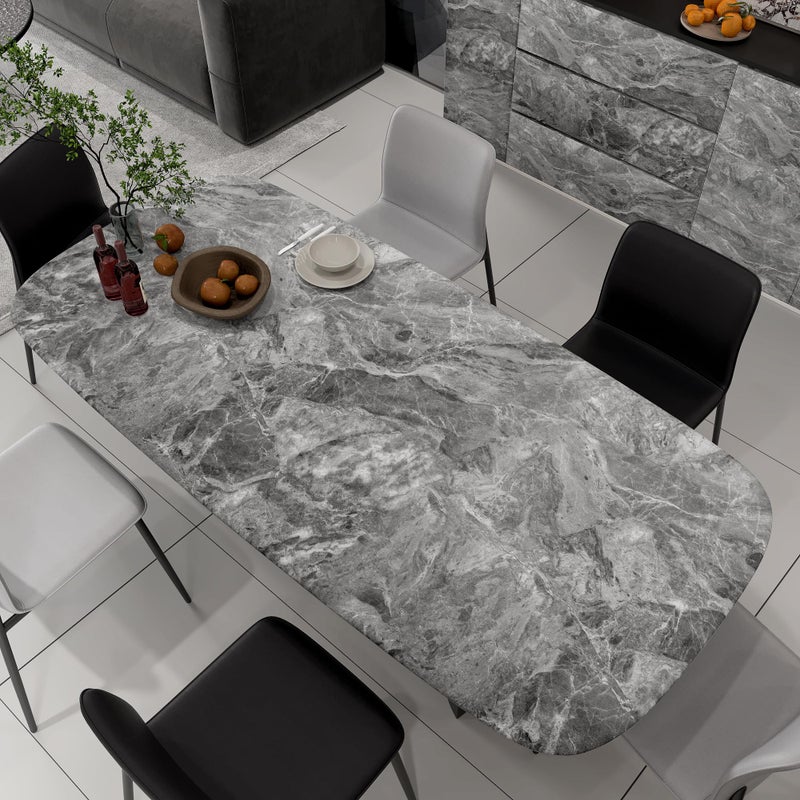 TOTIO Gray Marble Contact Paper Textured Grey Granite Wallpaper Peel Stick Countertop Contact Paper Removable Waterproof Adhesive Thick Matte Marble Look Wall Paper Roll Kitchen Table Vinyl Wrap - Image 5