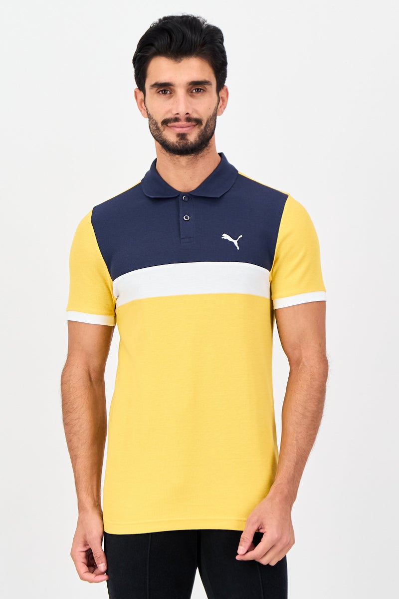 PUMA Men Slim Fit Short Sleeve Outdoor Polo Shirt, Yellow - Image 1