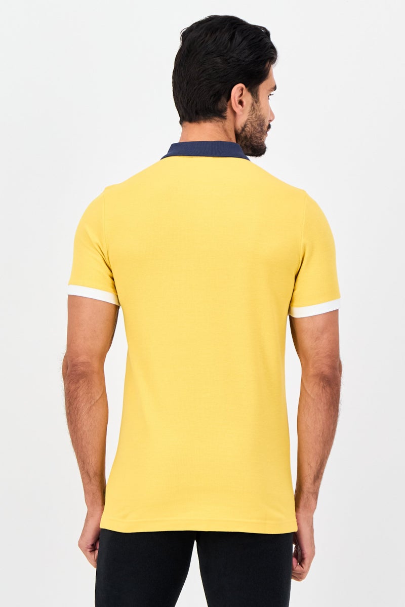 PUMA Men Slim Fit Short Sleeve Outdoor Polo Shirt, Yellow - Image 3