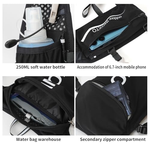 INOXTO Running Hydration Vest Backpack,Lightweight Insulated Pack with 1.5L Water Bladder Bag Daypack for Hiking Trail Running Cycling Race Marathon for Women Men (610 Black) - Image 5