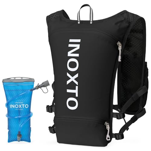 INOXTO Running Hydration Vest Backpack,Lightweight Insulated Pack with 1.5L Water Bladder Bag Daypack for Hiking Trail Running Cycling Race Marathon for Women Men (610 Black) - Image 1