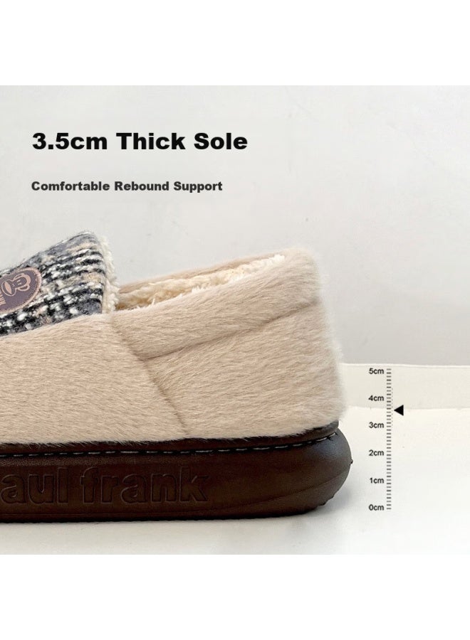 Paul Frank Paul Frank Big Mouth Monkey Cotton Slippers Men Autumn And Winter Women's Outer Wear Warm Home Postpartum Mom Bag Heel Cotton Shoes 1311 White Women 250  - Image 1