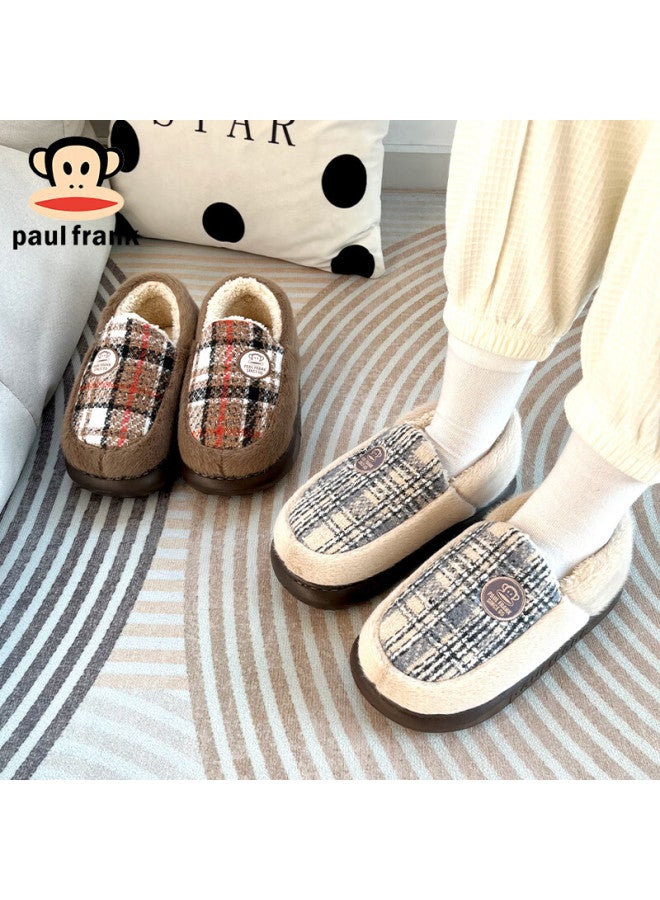 Paul Frank Paul Frank Big Mouth Monkey Cotton Slippers Men Autumn And Winter Women's Outer Wear Warm Home Postpartum Mom Bag Heel Cotton Shoes 1311 White Women 250  - Image 4