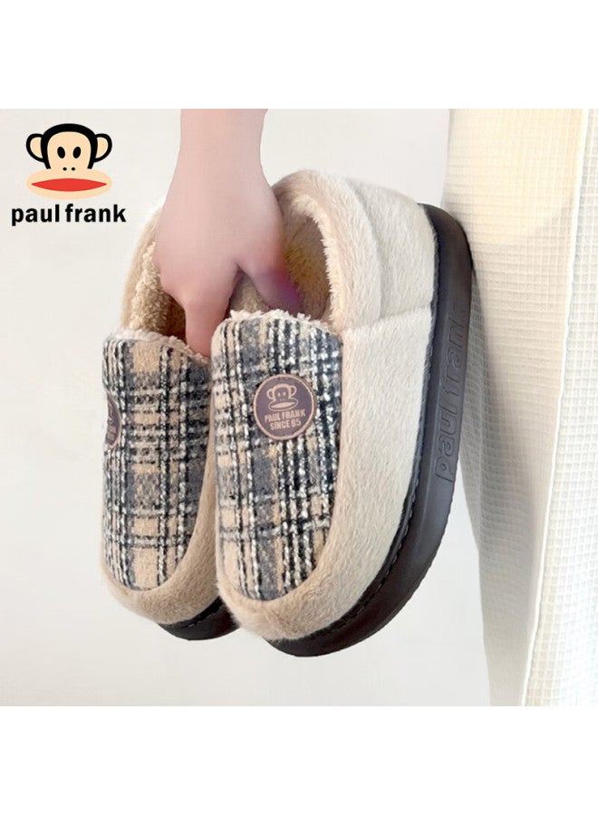 Paul Frank Paul Frank Big Mouth Monkey Cotton Slippers Men Autumn And Winter Women's Outer Wear Warm Home Postpartum Mom Bag Heel Cotton Shoes 1311 White Women 250  - Image 3