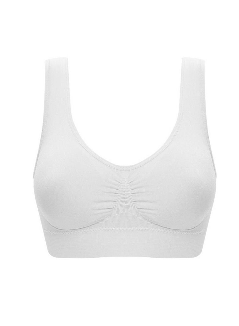 AROAQ Women Sports Bra, Fitness Sports Yoga Bra with Removable Padding, Double-layer Seamless Sports Bra without Rims, Comfortable Soft Bra for Workouts Running Yoga Trainings, (Size 6XL, White)  - Image 1