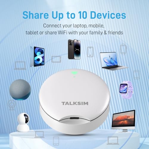TALKSIM UFO Mobile Hotspot with 5GB Data, Portable Pocket WiFi 6 & 4G LTE Hotspot MiFi Device, Compatible with AT&T, T-Mobile, Verizon |10 Connected Devices, USA Coverage, No Contract (White, 5GB) - Image 5