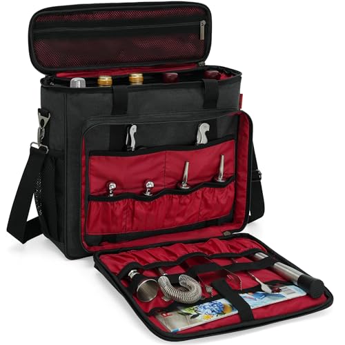 OUUTMEE Bartender Bag Bartender Kit Travel Bag for Cocktail Shaker Set Portable Carrying Case with Compartments for Wine Bottles for Travel Home Indoor Outdoor PartyBag Without Tools - Image 1