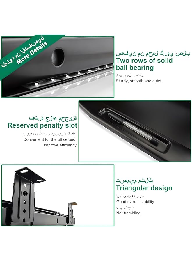 إيروريكس حامل لوحة المفاتيح والماوس أسفل المكتب مع لوحة مفاتيح تدور 360 درجة ومنصة ماوس قابلة للسحب ومنصة لوحة مفاتيح مريحة ومنصة منزلقة ثابتة ودرج كمبيوتر للعمل المكتبي والكتابة باللون الأسود - Image 3