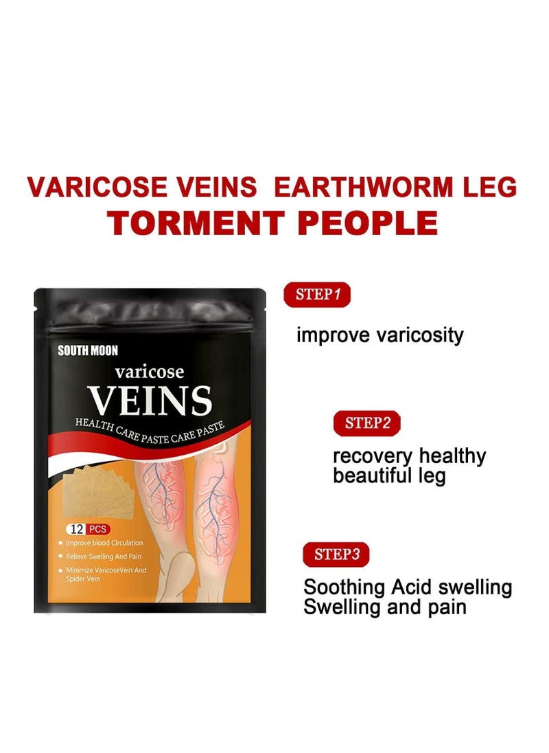 SOUTH MOON - 24 Pieces Varicose Veins Patches Relief Phlebitis Angiitis 100% Natural Ingredients Added Eliminate the Appearance of Varicose Veins Vein Inflammation Treatment For Men & Women - Image 1