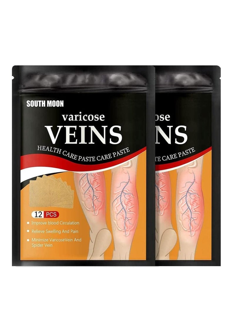 SOUTH MOON - 24 Pieces Varicose Veins Patches Relief Phlebitis Angiitis 100% Natural Ingredients Added Eliminate the Appearance of Varicose Veins Vein Inflammation Treatment For Men & Women - Image 1