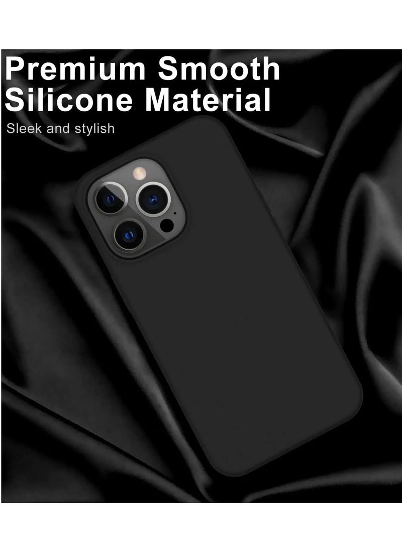 Designed for iPhone 14 Pro Max Case with 2 Pack Screen Protector, Liquid Silicone Ultra Slim Shockproof Protective Phone Case with [Soft Anti-Scratch Microfiber Lining], 6.7 inch (Black) - Image 2