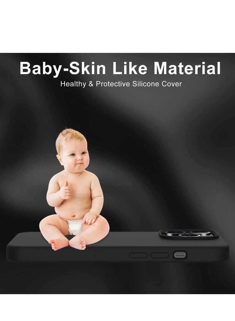 Designed for iPhone 14 Pro Max Case with 2 Pack Screen Protector, Liquid Silicone Ultra Slim Shockproof Protective Phone Case with [Soft Anti-Scratch Microfiber Lining], 6.7 inch (Black) - Image 5
