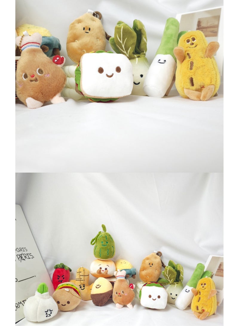 10cm Lotus Root Vegetables And Fruits Series Plush Toys, Cute Snack Expression Plush Doll Bag Pendant, Doll Soft Plush Toy Boy Girl Birthday Gift  - Image 3