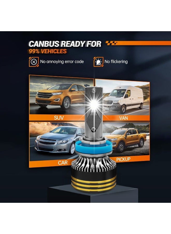 جولدن كامل مصابيح أمامية LED M8 Pro H11 من Golden Camel، بقوة 120 واط و15000 لومن، لون أبيض بارد 6500 كلفن، خالية من أخطاء CANBUS، سهلة التركيب والتشغيل، عمر افتراضي يصل إلى 30000 ساعة، أكثر سطوعًا بنسبة 500%، مدى إضاءة 150%، تبريد فائق، شعاع فائق التركيز - لجميع أنواع السيارات - Image 5