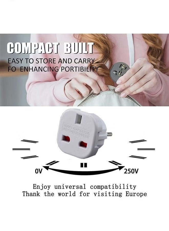 2 Packs EU Travel Plug Adapter,UK to European Power Converter Wall Charger Type G to Type C, E, F for Spain, France, Italy, Portugal, Germany, Netherlands, Greece, Poland, Turkey and More,White - Image 3