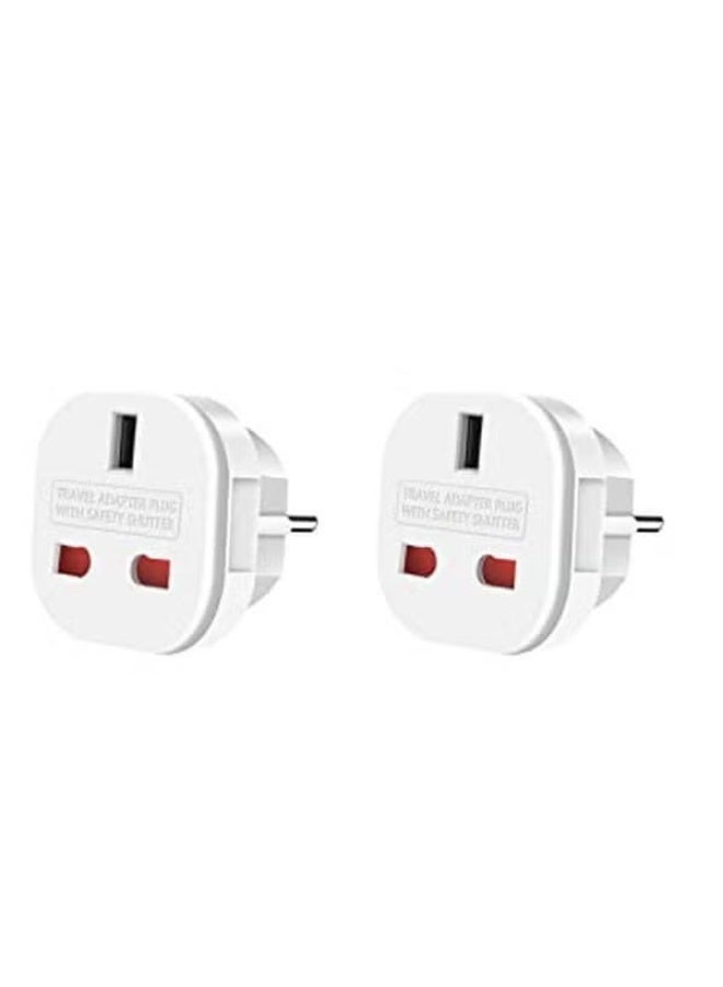2 Packs EU Travel Plug Adapter,UK to European Power Converter Wall Charger Type G to Type C, E, F for Spain, France, Italy, Portugal, Germany, Netherlands, Greece, Poland, Turkey and More,White - Image 1