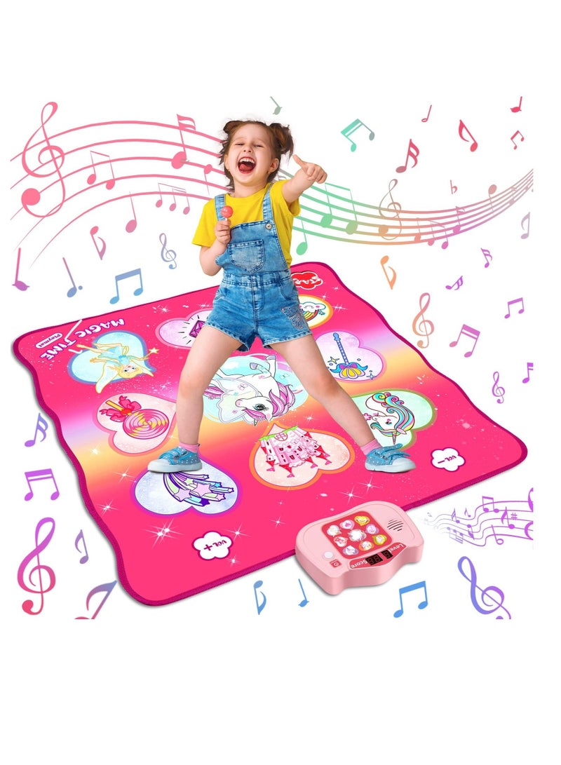 Unicorn Dance Mat Toys, Dance Musical Play Mat with 5 Game Modes 8 Built-in Songs, Play Mat with LED Lights, Adjustable Volume, Suitable for 3 -6+ Year Old Girl Kid - Image 1
