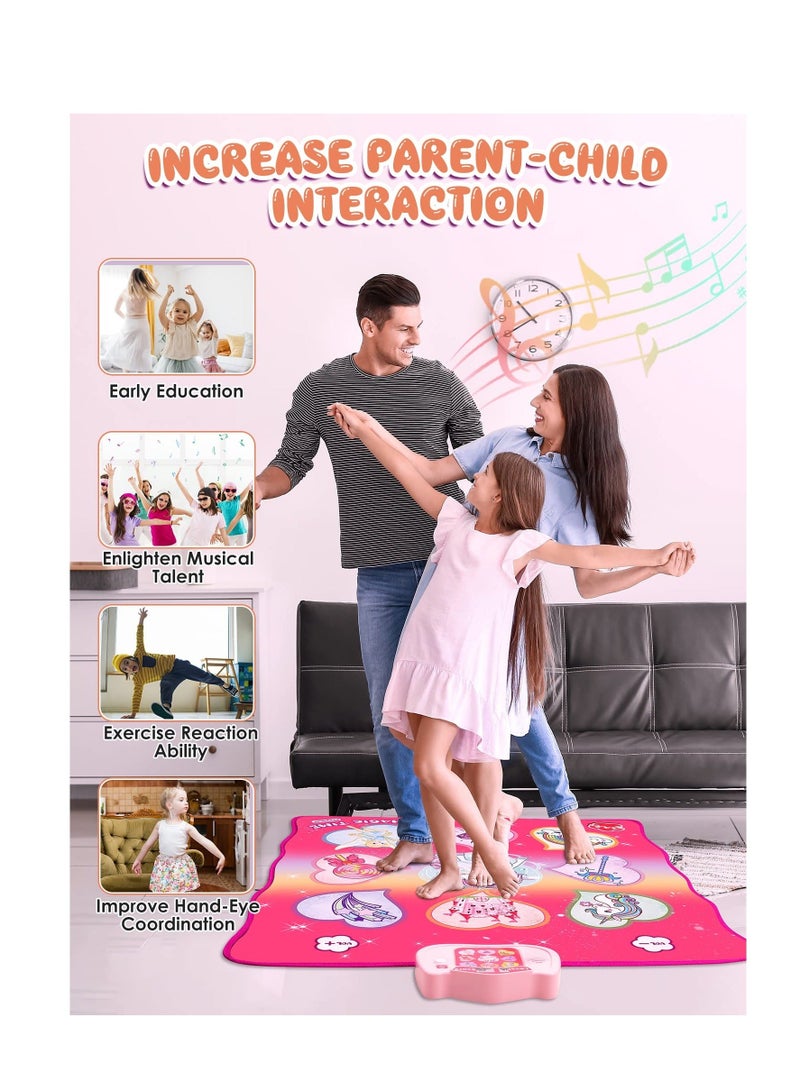 Unicorn Dance Mat Toys, Dance Musical Play Mat with 5 Game Modes 8 Built-in Songs, Play Mat with LED Lights, Adjustable Volume, Suitable for 3 -6+ Year Old Girl Kid - Image 3