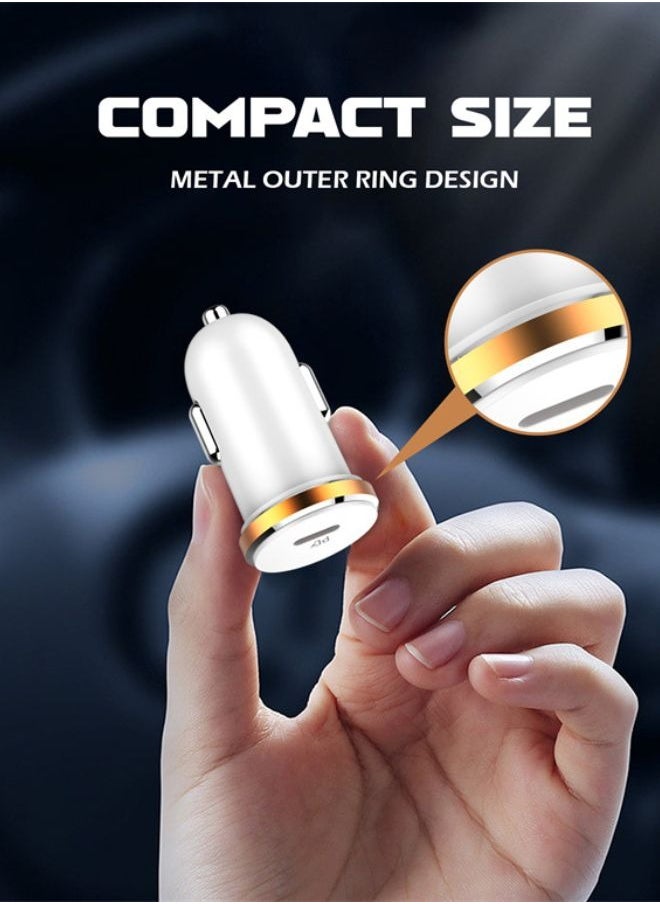 LDNIO Car Charger 27W High Power PD USB C Fast Car Charger With USB Cable White  - Image 4