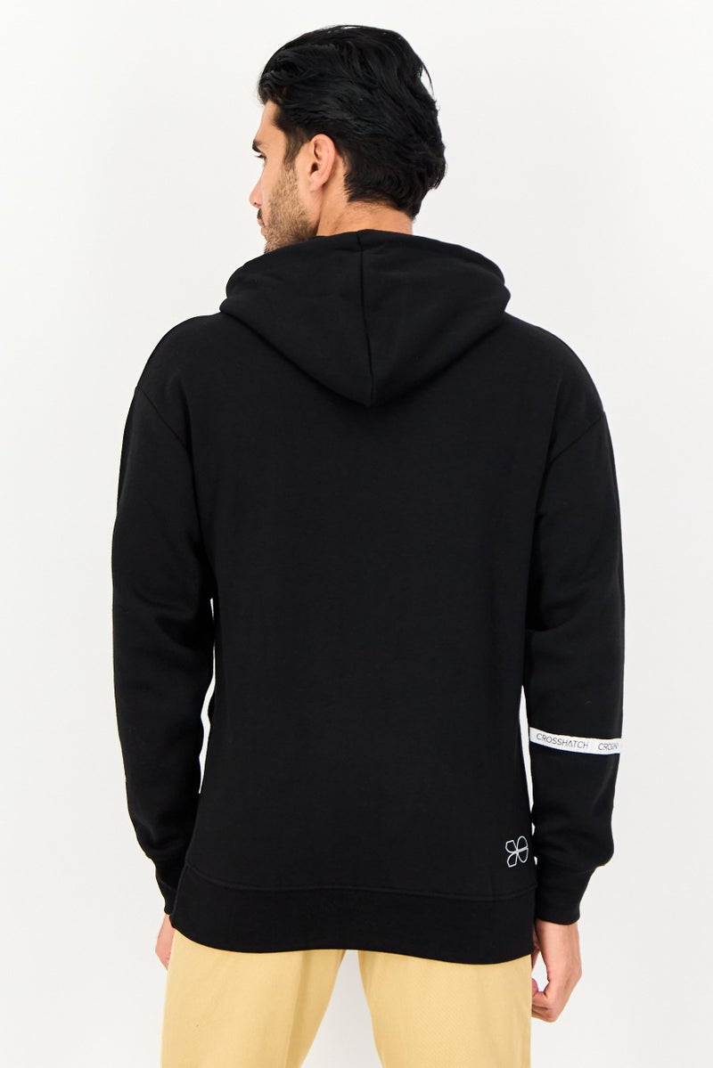 CROSSHATCH Men Brand Logo Long Sleeve Hoodie, Black - Image 4