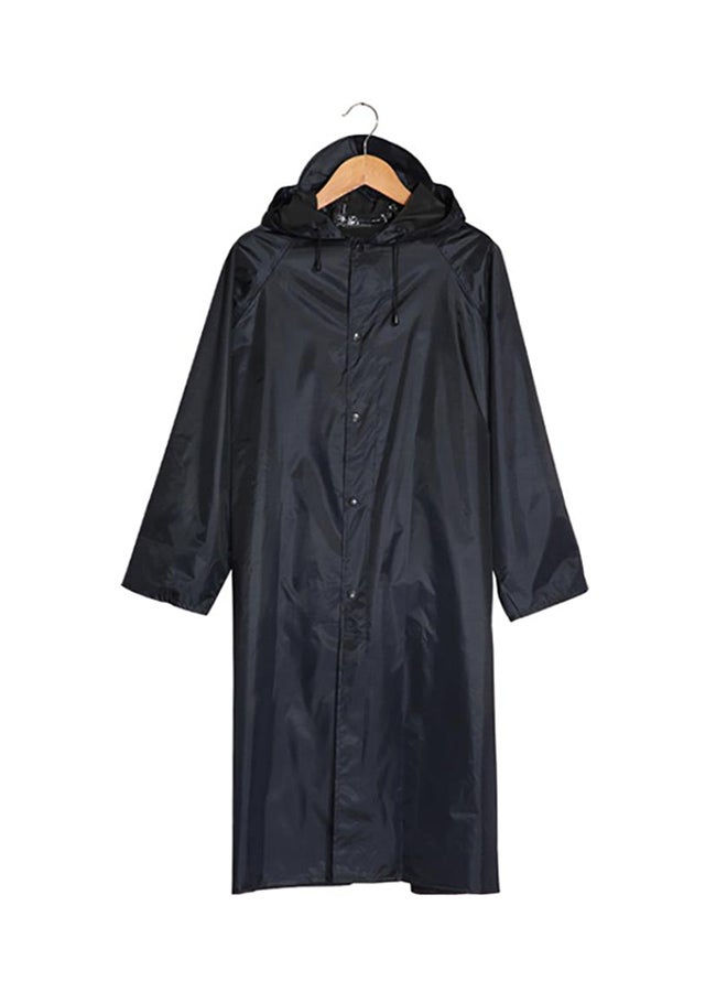 Long Sleeve Outdoor Travel Waterproof Hooded Neck Raincoat Black - Image 1