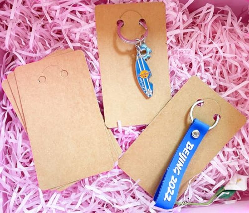 Keychain Display Cards 7.5 X 12 Cm Blank Design - Durable Thick Kraft Paper Jewelry Packaging Cards for Small Business Retail Displays And Gift Packaging - Image 3