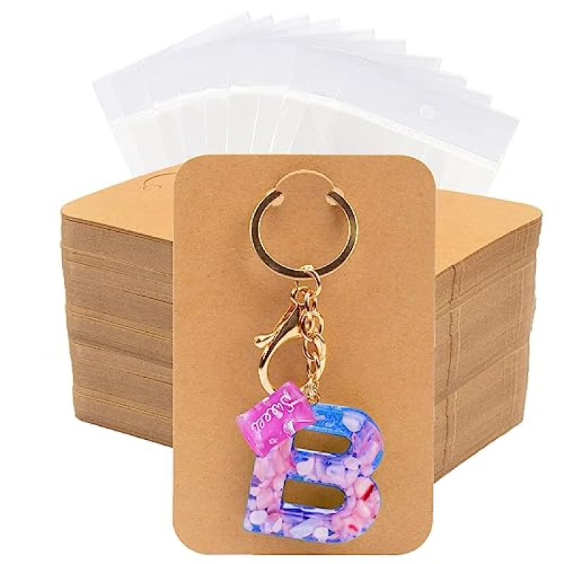Keychain Display Cards 7.5 X 12 Cm Blank Design - Durable Thick Kraft Paper Jewelry Packaging Cards for Small Business Retail Displays And Gift Packaging - Image 1