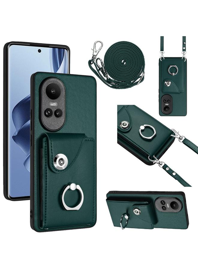 S-TOP Case For OPPO Reno10/Reno10 Pro 5G Global Organ Card Bag Ring Holder Phone Case with Long Lanyard - Image 1