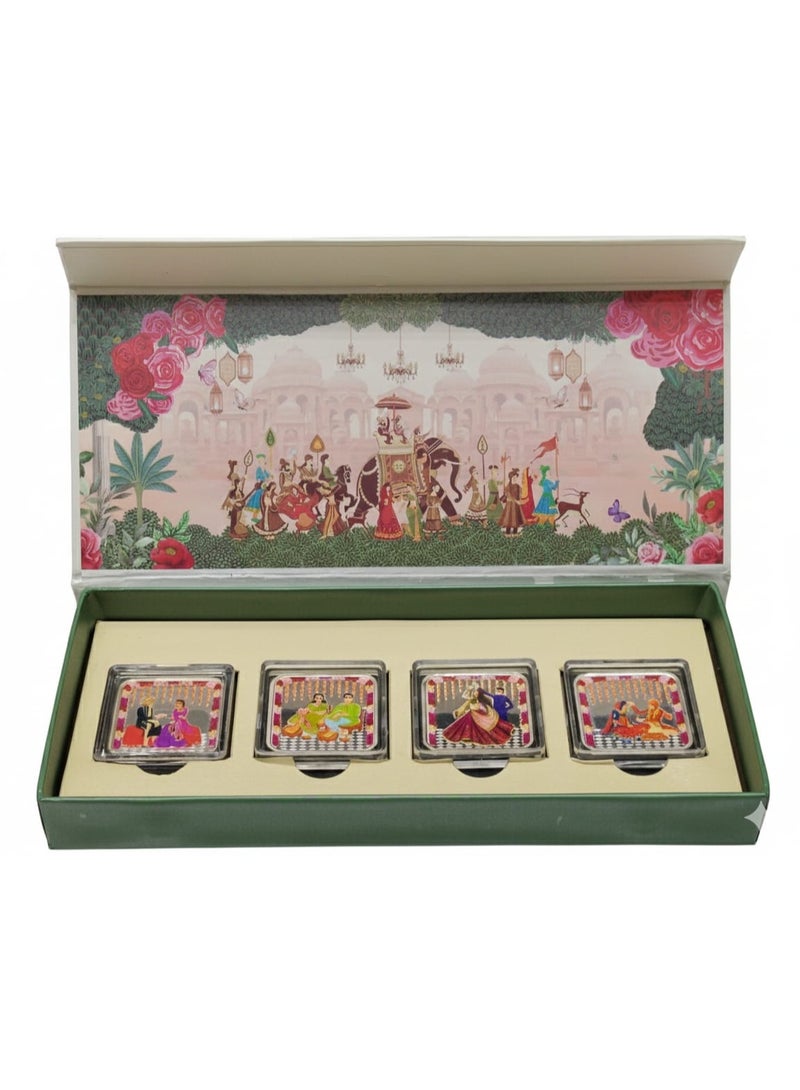 KHUSHBOO JEWELS 40 GRAMS 999 SILVER WEDDING SQUARE MINTED SHAGUN COIN BOX - Image 1