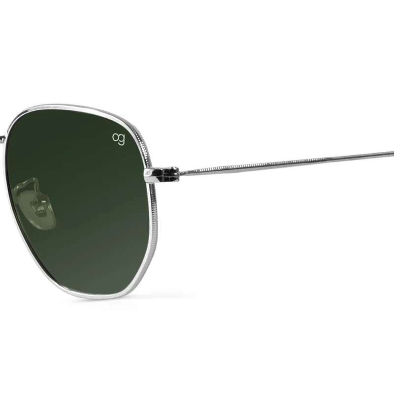 Woggles Green X Silver Polarized Hexagonal Sunglasses