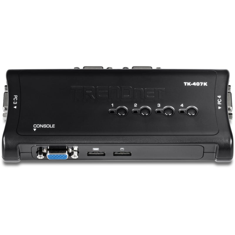 TRENDnet 4-Port USB KVM Switch, TK-407K, Control Up to 4 Computers, Windows, Linux, Mac OS Compliant, 2048 x 1536 VGA Resolution, NDAA & TAA Compliant, KVM Cables Included, Black - Image 4