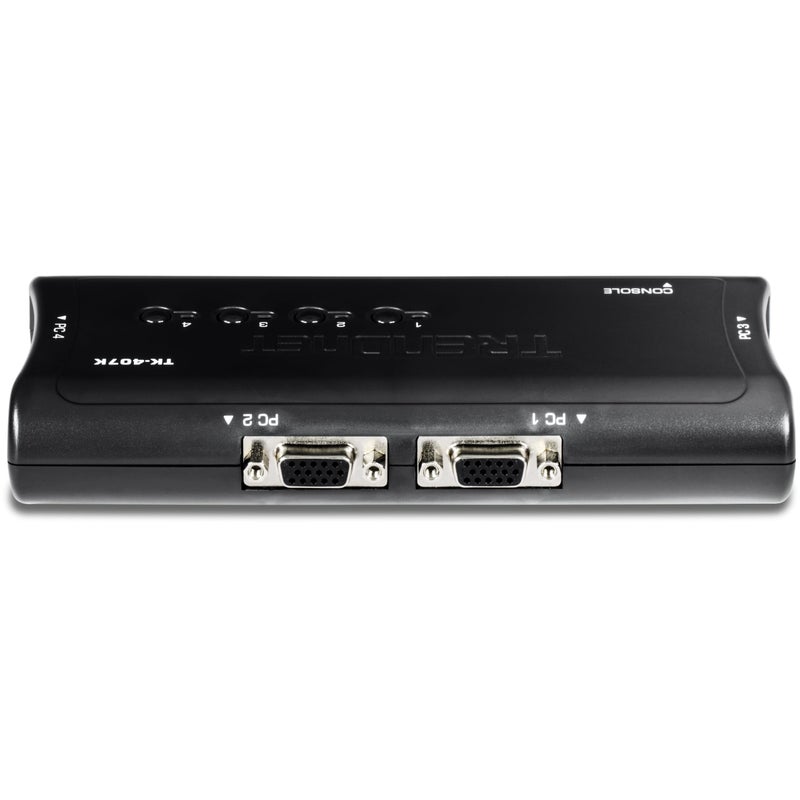 TRENDnet 4-Port USB KVM Switch, TK-407K, Control Up to 4 Computers, Windows, Linux, Mac OS Compliant, 2048 x 1536 VGA Resolution, NDAA & TAA Compliant, KVM Cables Included, Black - Image 3