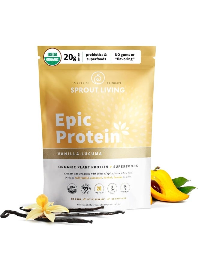 Sprout Living Epic Protein, Plant Based Protein & Superfoods Powder, Vanilla Lucuma Powder  - Image 1