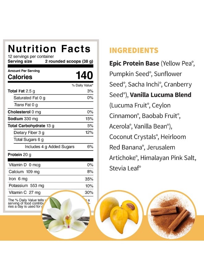 Sprout Living Epic Protein, Plant Based Protein & Superfoods Powder, Vanilla Lucuma Powder  - Image 4