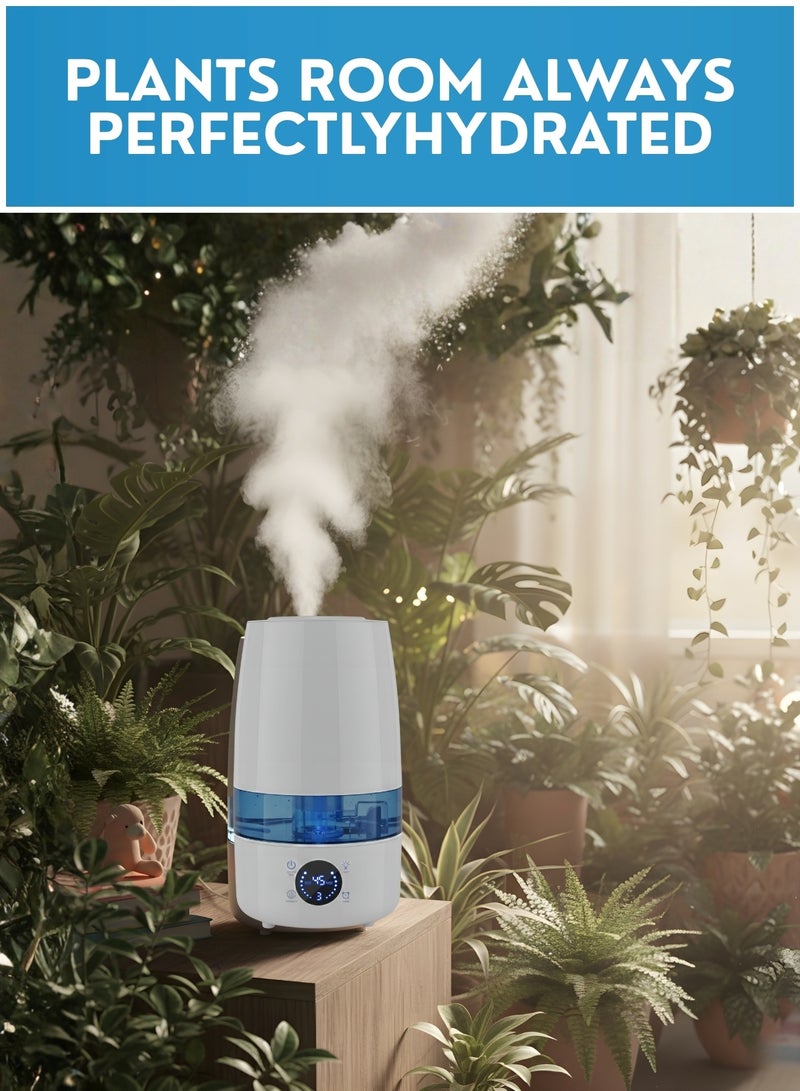 JUNI 4L Ultrasonic Air Humidifier with 360° Mist Nozzle, Quiet Cool Mist Humidifier for Bedroom & Home, 3 Mist Levels, Timer 1–12H, Adjustable Humidity Control, Large Capacity Room Humidifier - Image 5