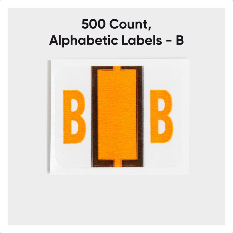 Smead BCCR Bar-Style Color-Coded Alphabetic Label, B, Label Roll, Light Orange, 500 Labels per Roll, (67072) - Image 2